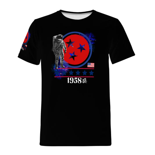 Mens (Black) National Aeronautics T-Shirt-w/sleeve design