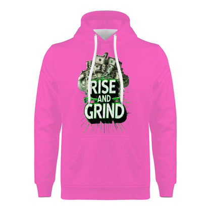 Rise & Grind Money  Print Hoodie-Pink